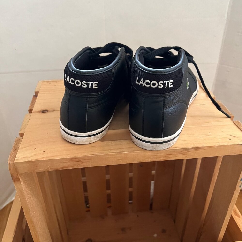 Lacoste Mens Size 7 Black Leather Ampthill LCR3 SPM Mid Lace-Up Sneakers Shoes - Picture 11 of 16